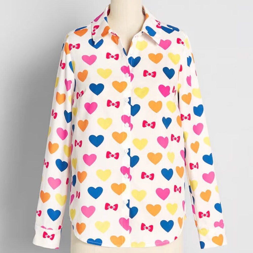 NWT ModCloth x Hello Kitty Supercute Love Button-Up Top Size Medium M NEW